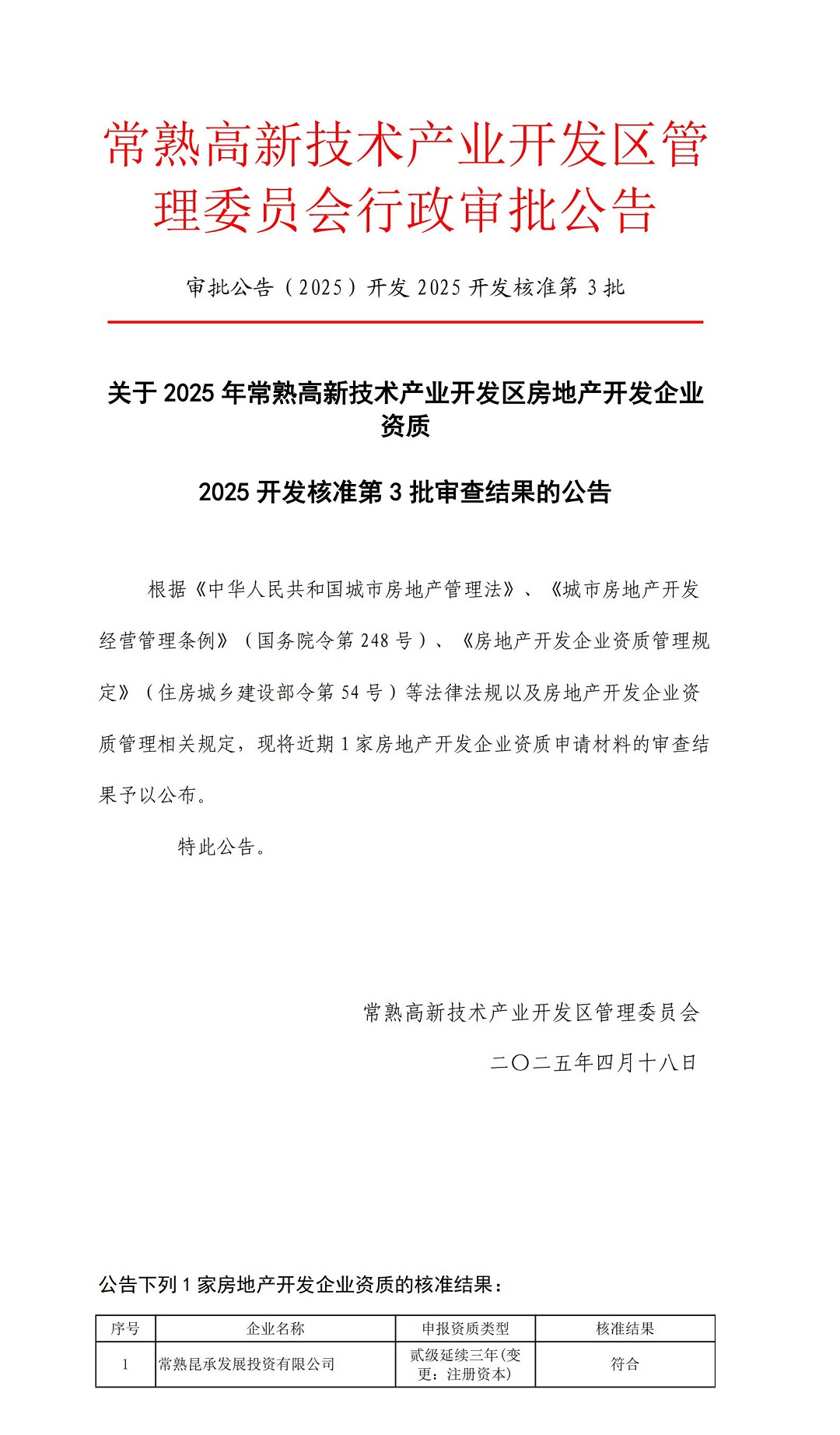 關(guān)于2025年常熟高新技術(shù)產(chǎn)業(yè)開發(fā)區(qū)房地產(chǎn)開發(fā)企業(yè)資質(zhì)2025開發(fā)核準(zhǔn)第3批審查結(jié)果的公告_00.jpg