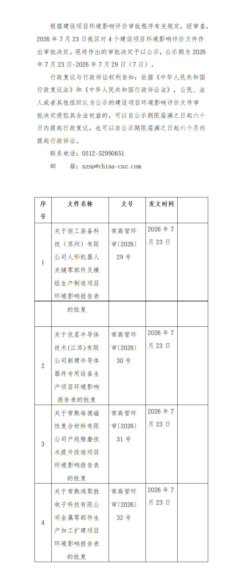 2026年7月23日常熟高新技術(shù)產(chǎn)業(yè)開發(fā)區(qū)恒工、優(yōu)星、每德、鴻聚勝項目環(huán)境影響報告書（表）的批復(fù)_01.png